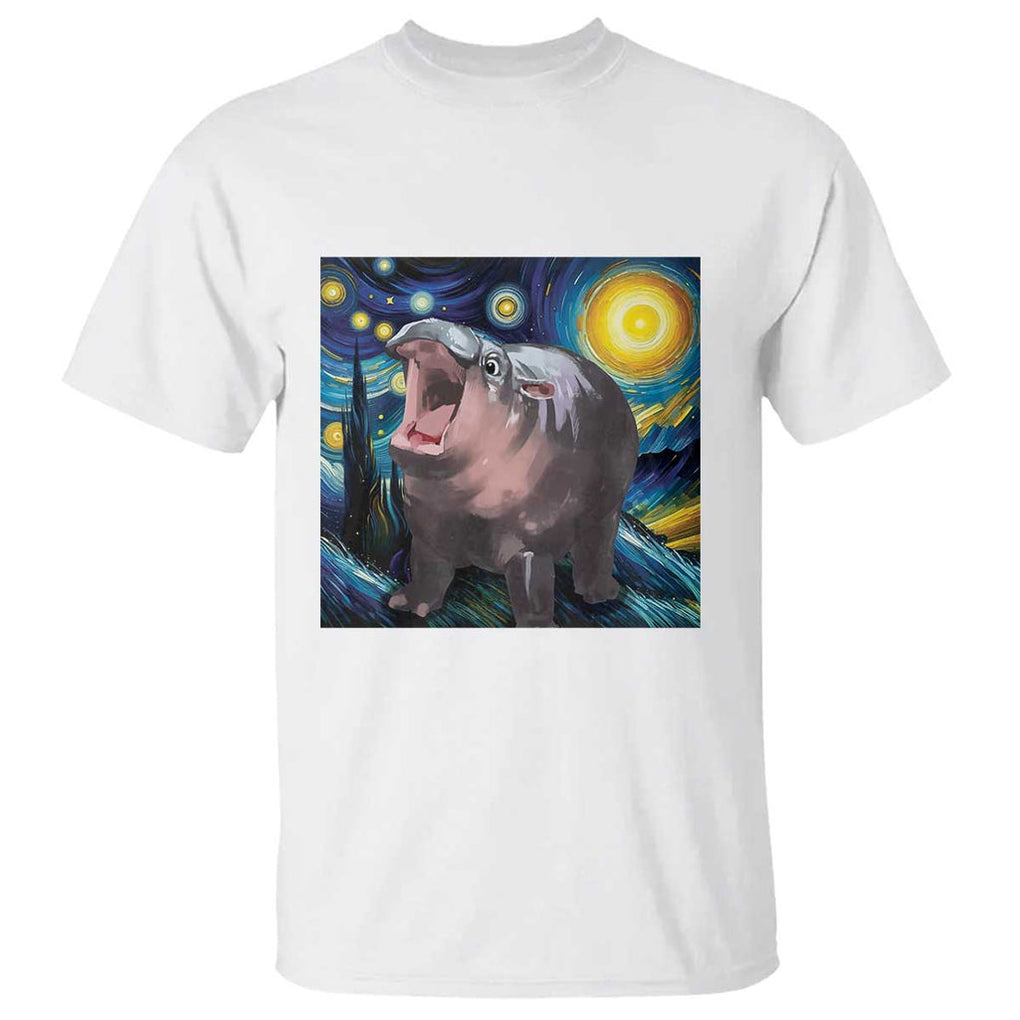 Funny Baby Pygmy Hippo Thailand T Shirt Starry Night MooDeng Meme TS09 White Print Your Wear