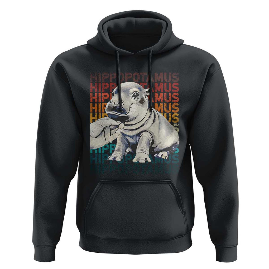 Hippo Lover Hoodie Retro Vintage Baby Pygmy Hippopotamus TS09 Black Print Your Wear
