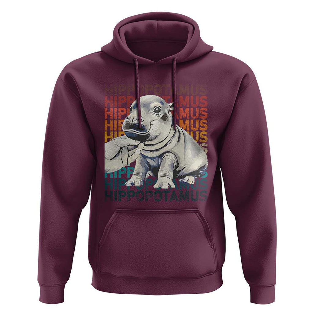 Hippo Lover Hoodie Retro Vintage Baby Pygmy Hippopotamus TS09 Maroon Print Your Wear