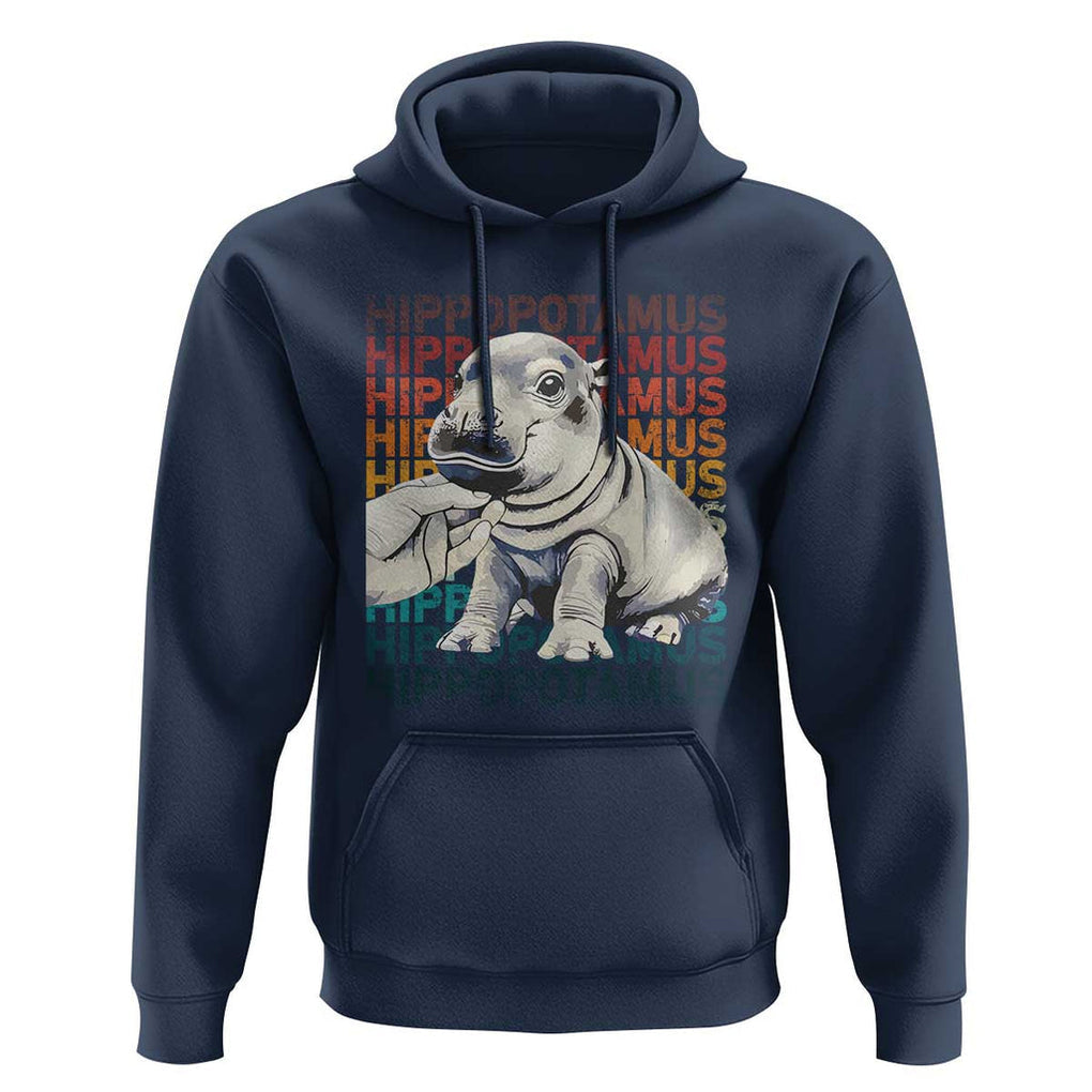 Hippo Lover Hoodie Retro Vintage Baby Pygmy Hippopotamus TS09 Navy Print Your Wear