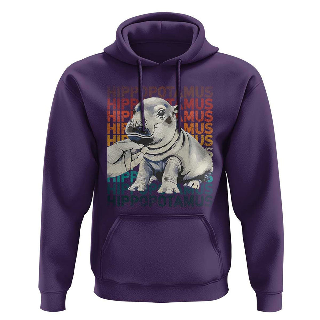 Hippo Lover Hoodie Retro Vintage Baby Pygmy Hippopotamus TS09 Purple Print Your Wear
