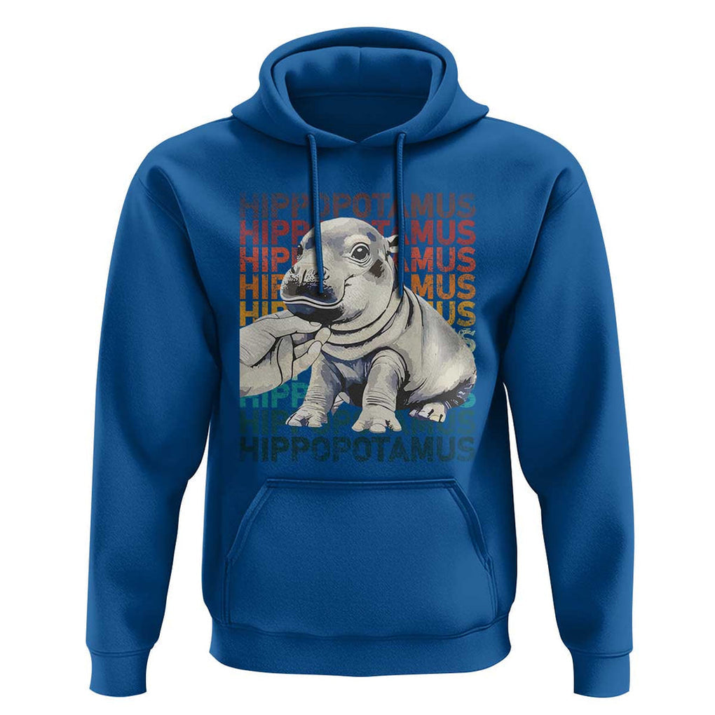 Hippo Lover Hoodie Retro Vintage Baby Pygmy Hippopotamus TS09 Royal Blue Print Your Wear