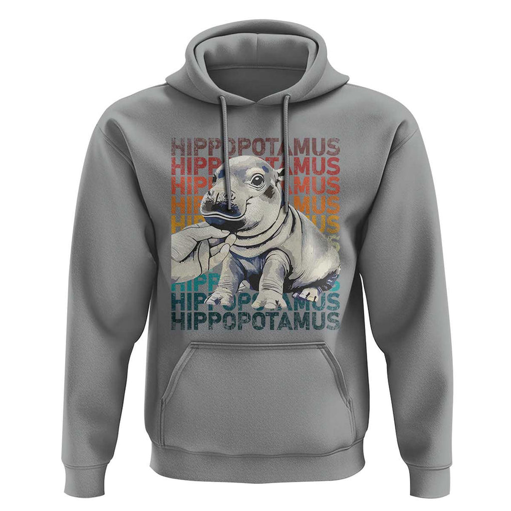 Hippo Lover Hoodie Retro Vintage Baby Pygmy Hippopotamus TS09 Sport Gray Print Your Wear
