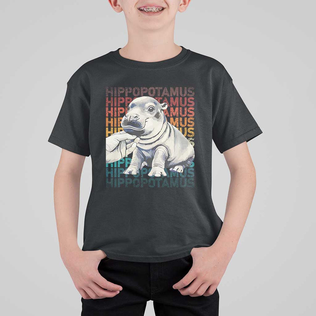 Hippo Lover T Shirt For Kid Retro Vintage Baby Pygmy Hippopotamus TS09 Black Print Your Wear
