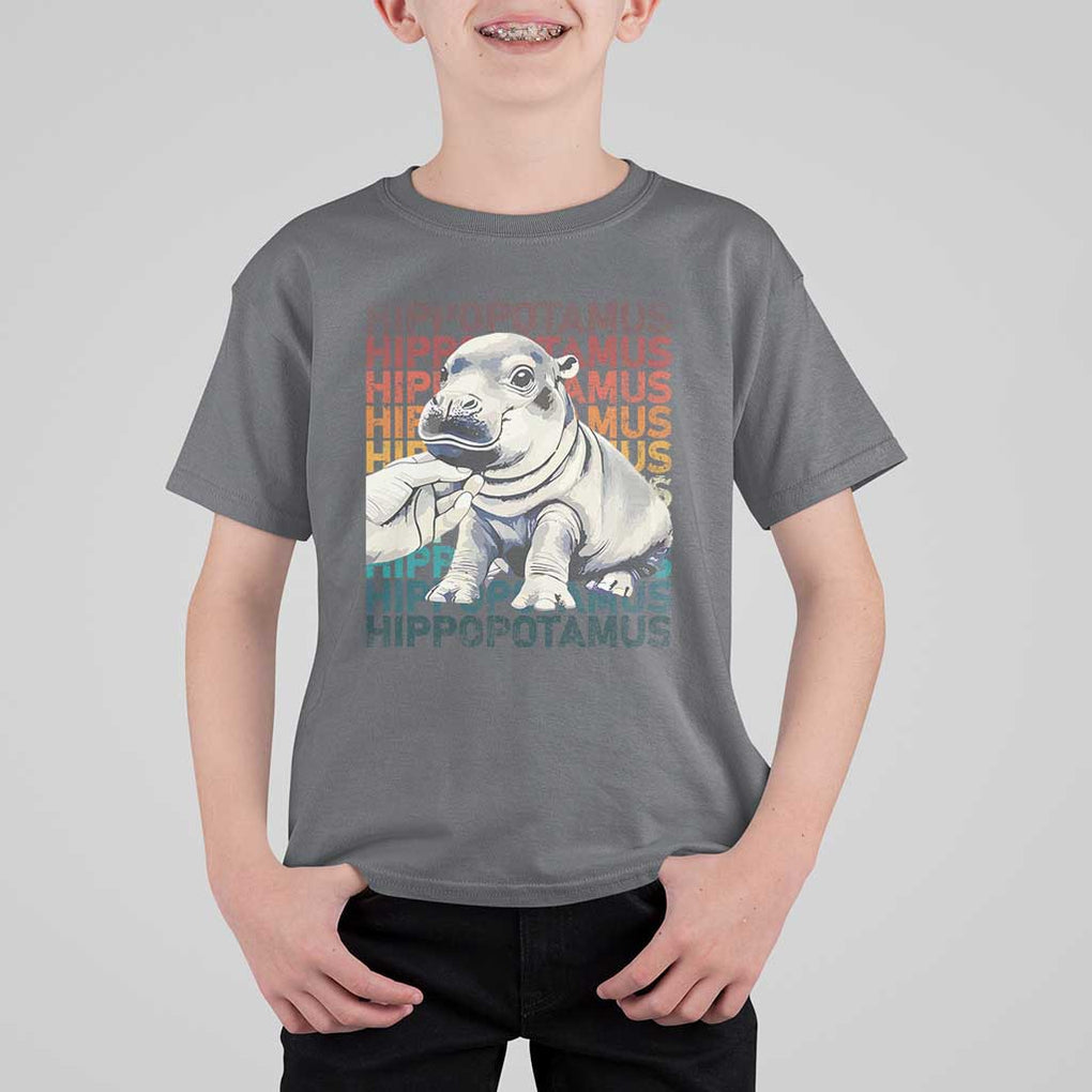 Hippo Lover T Shirt For Kid Retro Vintage Baby Pygmy Hippopotamus TS09 Charcoal Print Your Wear