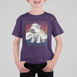 Hippo Lover T Shirt For Kid Retro Vintage Baby Pygmy Hippopotamus TS09 Purple Print Your Wear