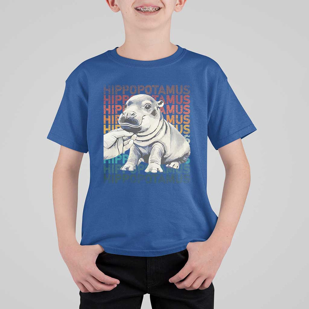 Hippo Lover T Shirt For Kid Retro Vintage Baby Pygmy Hippopotamus TS09 Royal Blue Print Your Wear