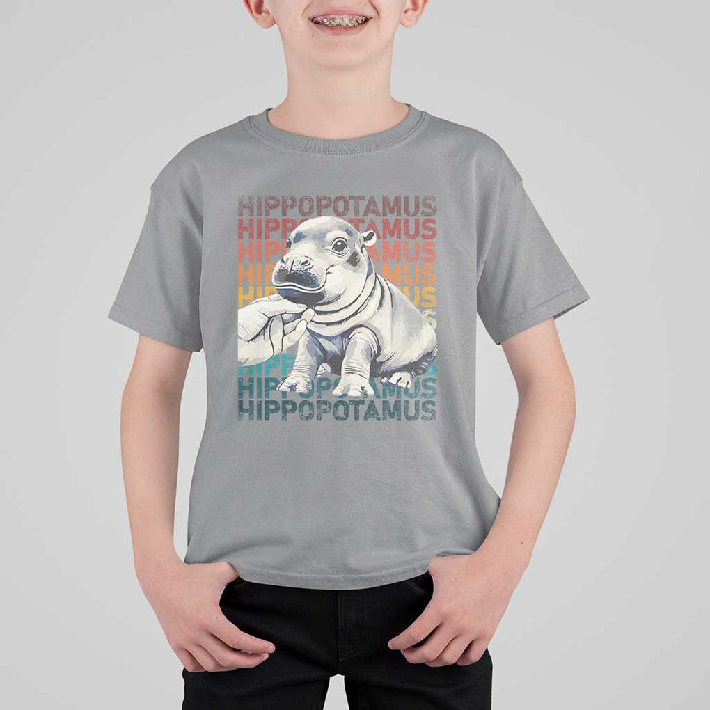 Hippo Lover T Shirt For Kid Retro Vintage Baby Pygmy Hippopotamus TS09 Sport Gray Print Your Wear