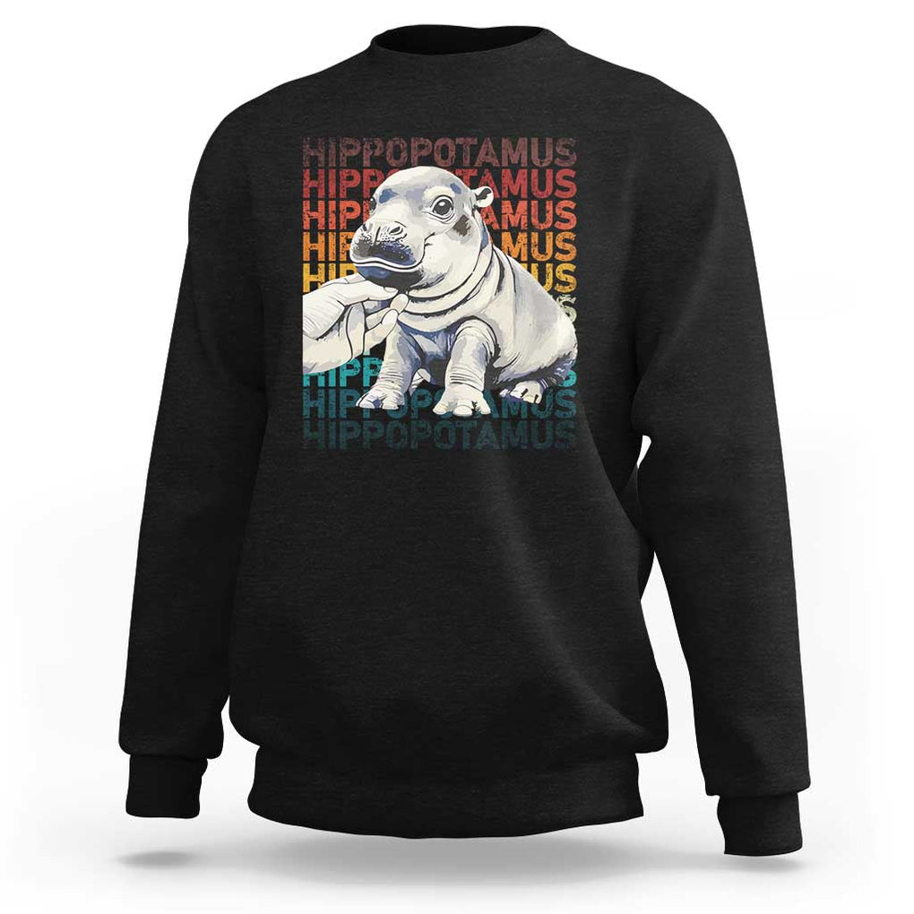 Hippo Lover Sweatshirt Retro Vintage Baby Pygmy Hippopotamus TS09 Black Print Your Wear