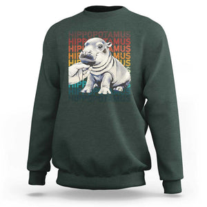 Hippo Lover Sweatshirt Retro Vintage Baby Pygmy Hippopotamus TS09 Dark Forest Green Print Your Wear