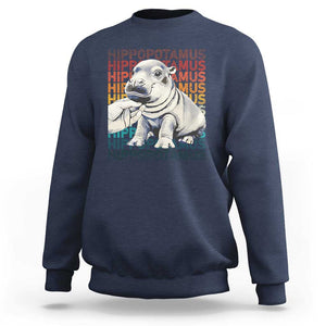 Hippo Lover Sweatshirt Retro Vintage Baby Pygmy Hippopotamus TS09 Navy Print Your Wear