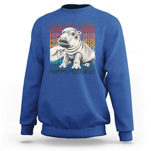 Hippo Lover Sweatshirt Retro Vintage Baby Pygmy Hippopotamus TS09 Royal Blue Print Your Wear