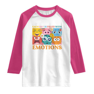 Mental Health Raglan Shirt Each Day Is Filled With Emotions TS09 White Heliconia Print Your Wear