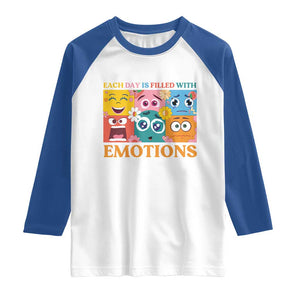 Mental Health Raglan Shirt Each Day Is Filled With Emotions TS09 White Royal Print Your Wear