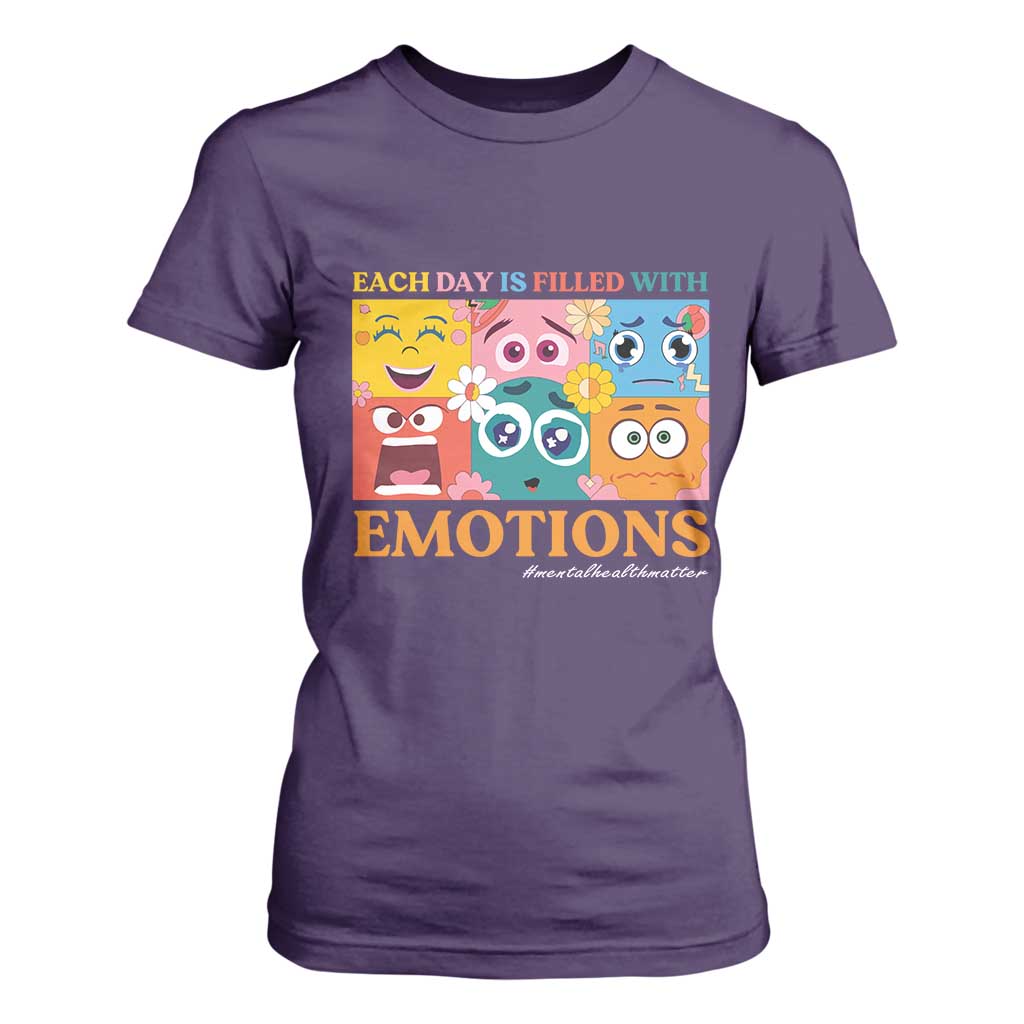 Mental Health T Shirt For Women Each Day Is Filled With Emotions TS09 Purple Print Your Wear