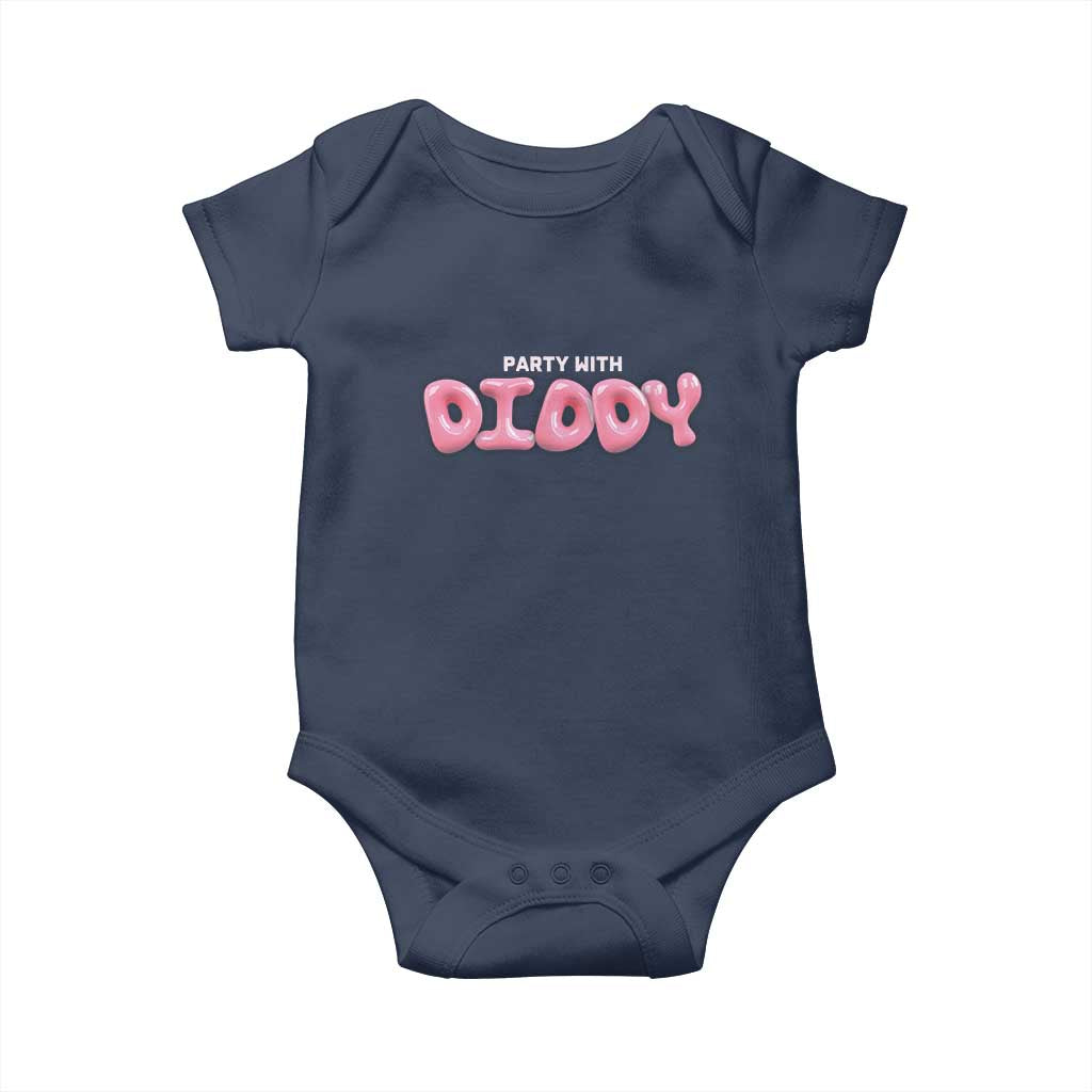 Party With Diddy Baby Onesie Funny Sarcastic Diddy Party TS09 Navy Print Your Wear