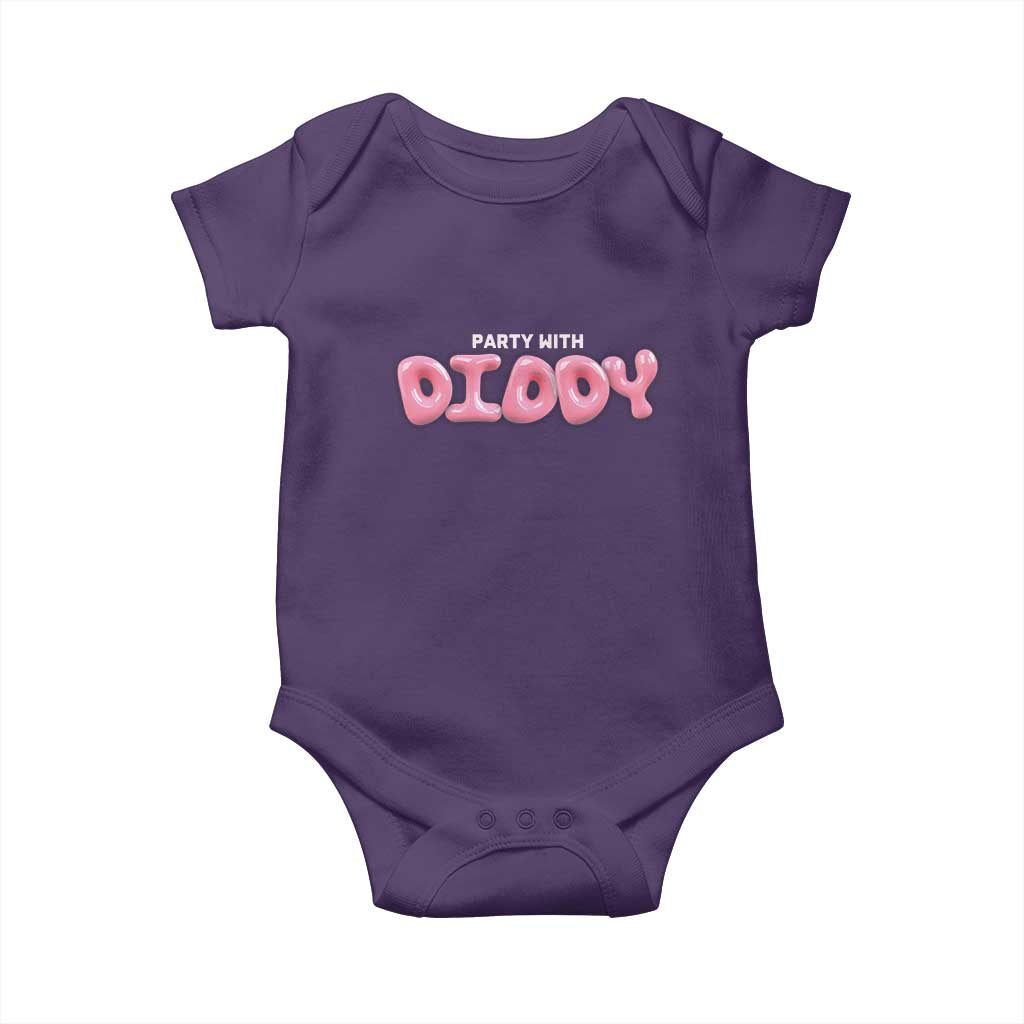 Party With Diddy Baby Onesie Funny Sarcastic Diddy Party TS09 Purple Print Your Wear