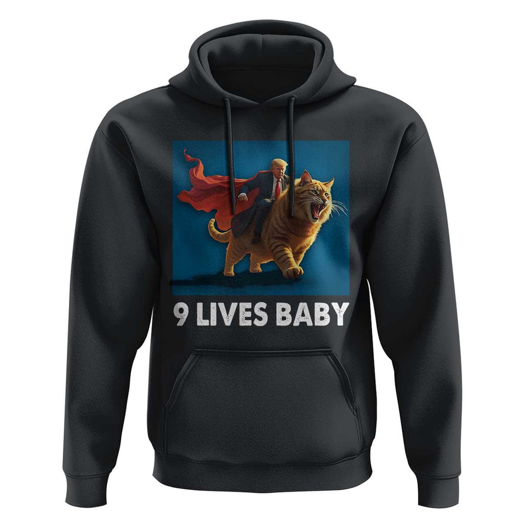 Funny Trump Cat Hoodie 9 Lives Baby Hero Trump Riding TS09 Black Print Your Wear