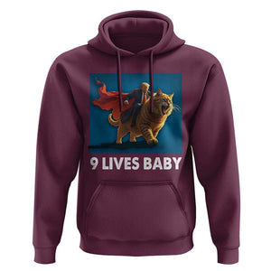 Funny Trump Cat Hoodie 9 Lives Baby Hero Trump Riding TS09 Maroon Print Your Wear