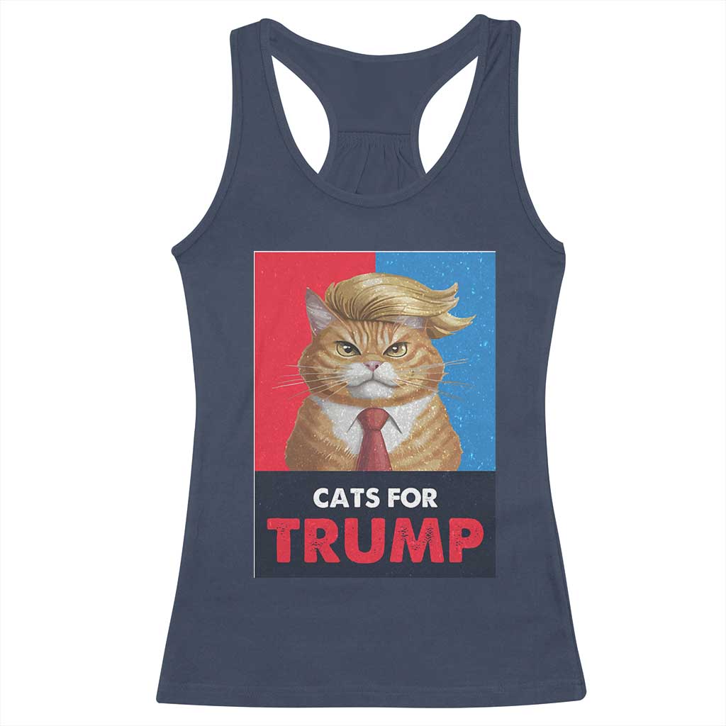 Cats For Trump Racerback Tank Top Funny Cat Trump American President 2024 TS09 Navy Print Your Wear