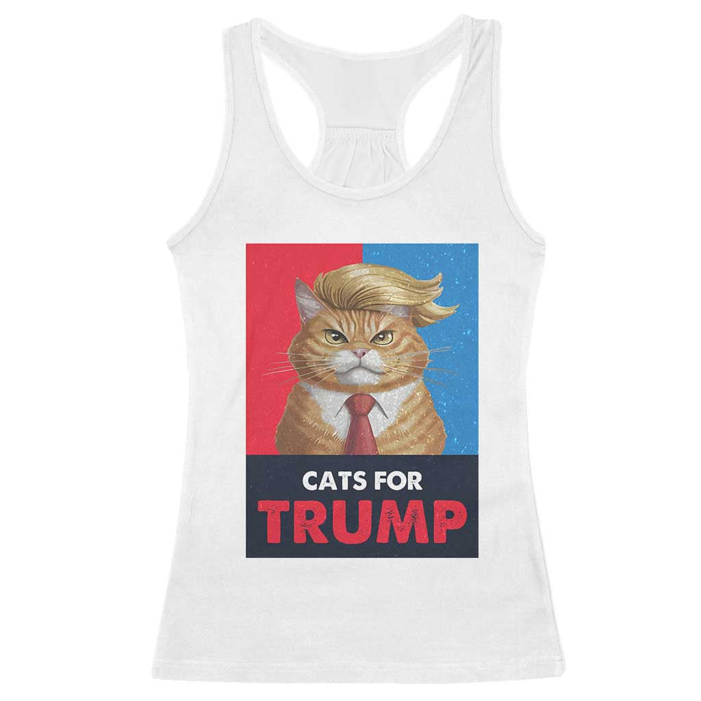 Cats For Trump Racerback Tank Top Funny Cat Trump American President 2024 TS09 White Print Your Wear