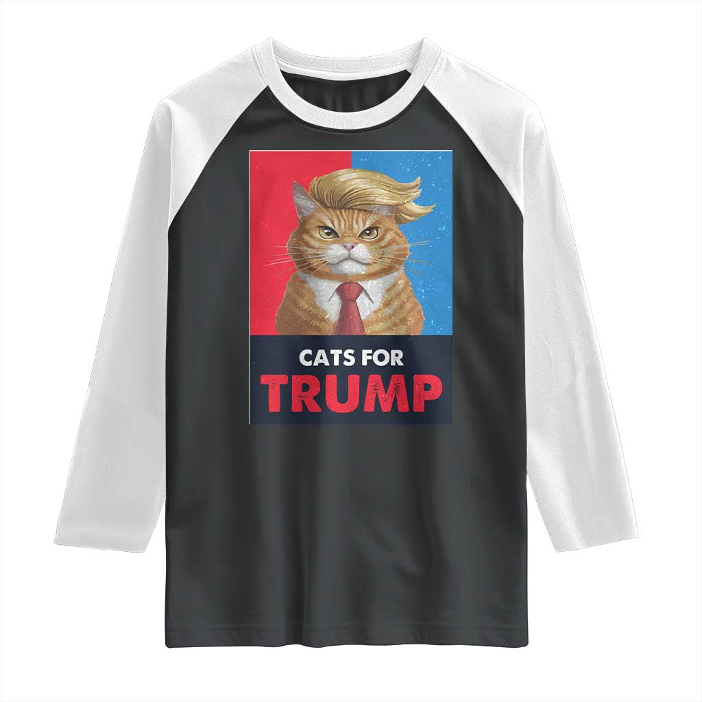Cats For Trump Raglan Shirt Funny Cat Trump American President 2024 TS09 Black White Print Your Wear