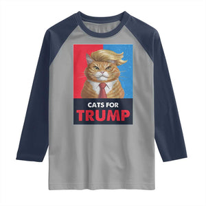 Cats For Trump Raglan Shirt Funny Cat Trump American President 2024 TS09 Sport Gray Navy Print Your Wear