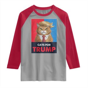 Cats For Trump Raglan Shirt Funny Cat Trump American President 2024 TS09 Sport Gray Red Print Your Wear