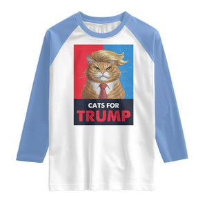 Cats For Trump Raglan Shirt Funny Cat Trump American President 2024 TS09 White Carolina Blue Print Your Wear
