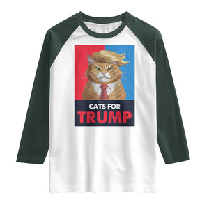 Cats For Trump Raglan Shirt Funny Cat Trump American President 2024 TS09 White Dark Forest Green Print Your Wear