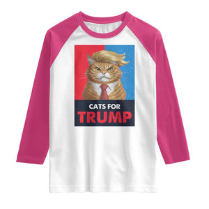 Cats For Trump Raglan Shirt Funny Cat Trump American President 2024 TS09 White Heliconia Print Your Wear