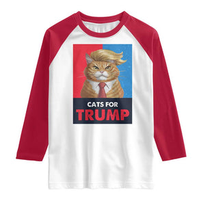Cats For Trump Raglan Shirt Funny Cat Trump American President 2024 TS09 White Red Print Your Wear