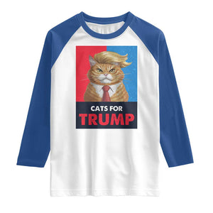 Cats For Trump Raglan Shirt Funny Cat Trump American President 2024 TS09 White Royal Print Your Wear