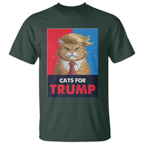 Cats For Trump T Shirt Funny Cat Trump American President 2024 TS09 Dark Forest Green Print Your Wear