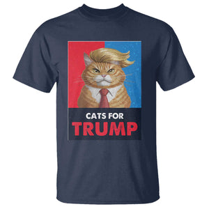 Cats For Trump T Shirt Funny Cat Trump American President 2024 TS09 Navy Print Your Wear