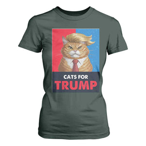 Cats For Trump T Shirt For Women Funny Cat Trump American President 2024 TS09 Dark Forest Green Print Your Wear