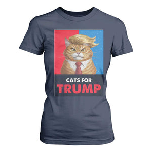 Cats For Trump T Shirt For Women Funny Cat Trump American President 2024 TS09 Navy Print Your Wear