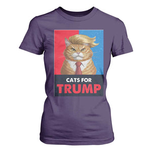 Cats For Trump T Shirt For Women Funny Cat Trump American President 2024 TS09 Purple Print Your Wear