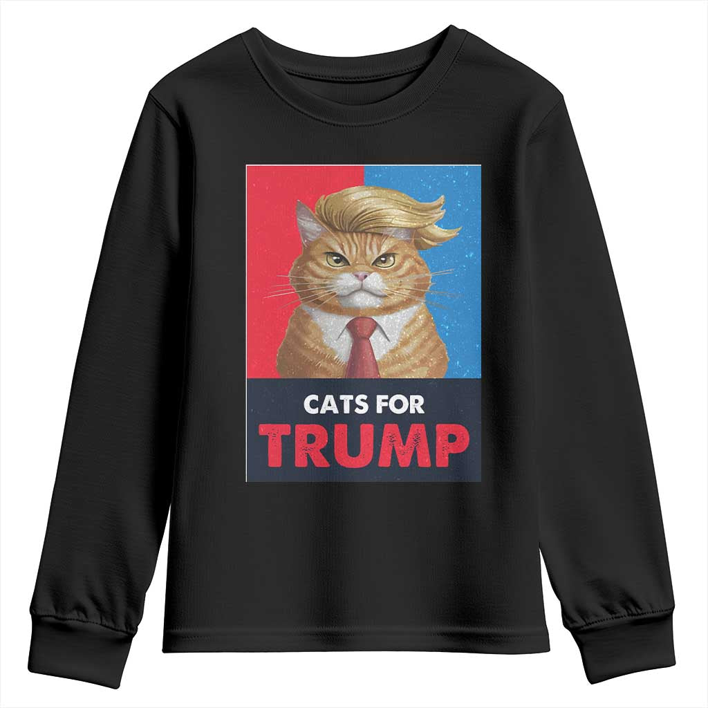 Cats For Trump Youth Sweatshirt Funny Cat Trump American President 2024 TS09 Black Print Your Wear