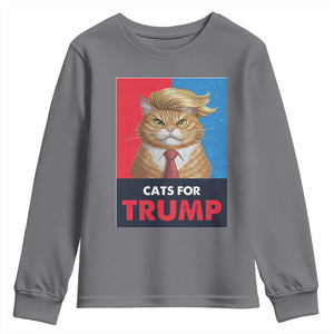 Cats For Trump Youth Sweatshirt Funny Cat Trump American President 2024 TS09 Charcoal Print Your Wear