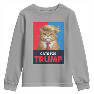 Cats For Trump Youth Sweatshirt Funny Cat Trump American President 2024 TS09 Sport Gray Print Your Wear