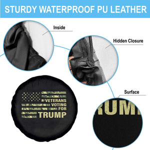Veterans For Trump 2024 Spare Tire Cover Retro American Flag Millitary TS09 Print Your Wear