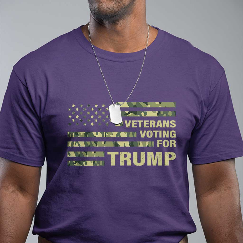 Veterans For Trump 2024 T Shirt Retro American Flag Millitary TS09 Purple Print Your Wear