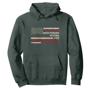 Veterans For Trump 2024 Hoodie Camo American Flag Millitary TS09 Dark Forest Green Print Your Wear