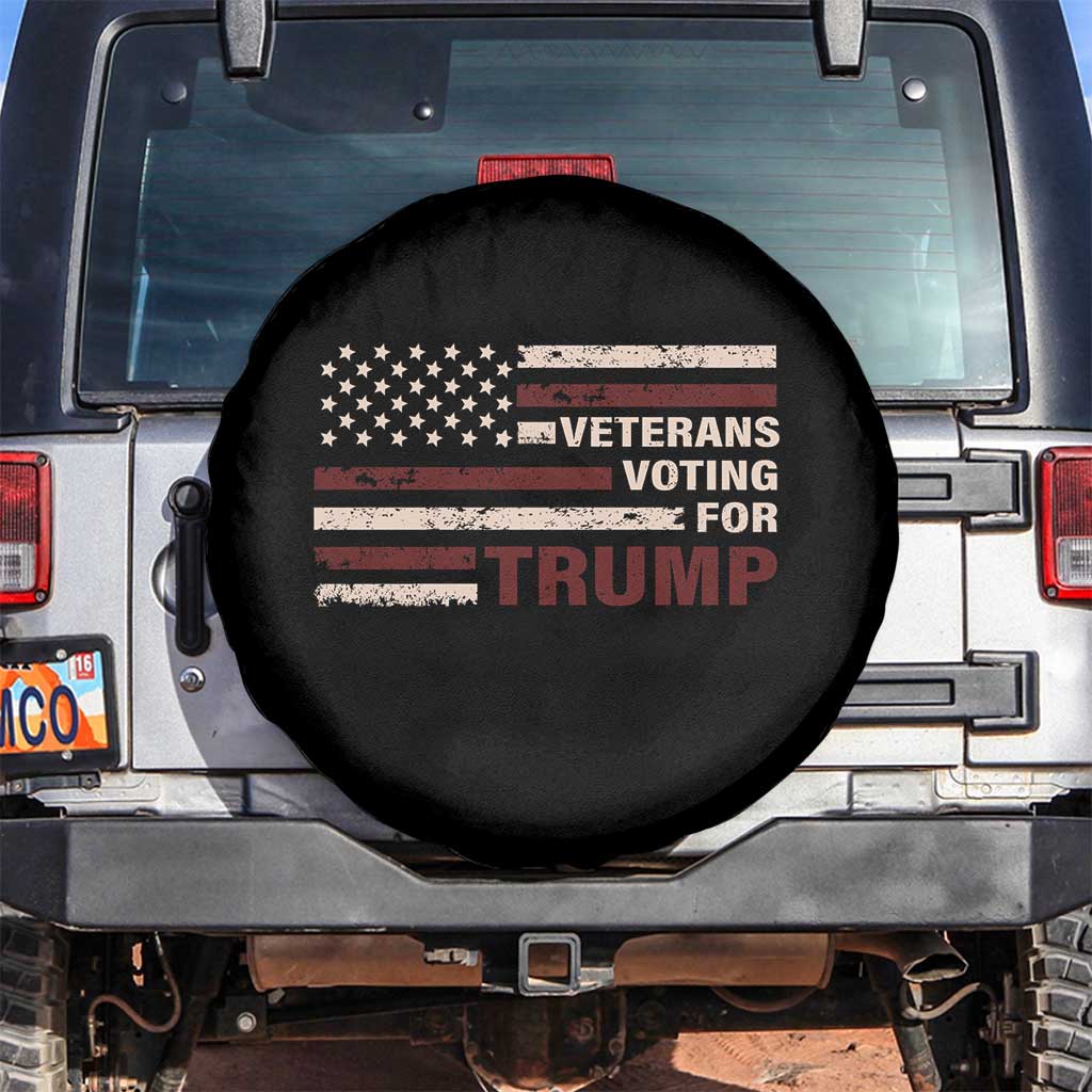 Veterans For Trump 2024 Spare Tire Cover Camo American Flag Millitary TS09 No hole Black Print Your Wear