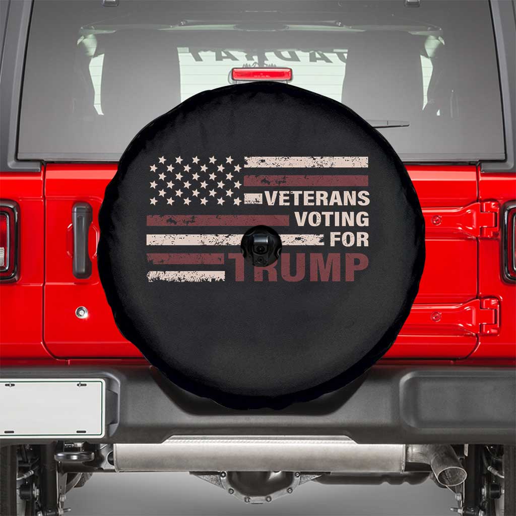 Veterans For Trump 2024 Spare Tire Cover Camo American Flag Millitary TS09 Black Print Your Wear