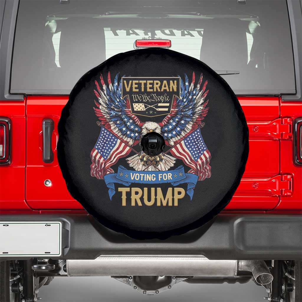 Veteran Voting For Trump Spare Tire Cover Eagle American Flag We The People TS09 Black Print Your Wear