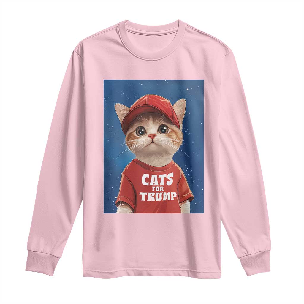 Trump Cat Long Sleeve Shirt Cute Cats For Trump American President TS09 Light Pink Print Your Wear