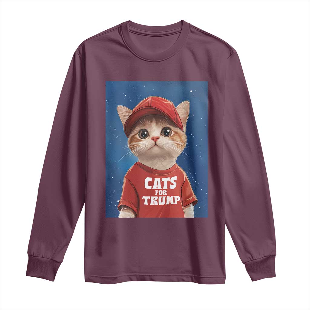 Trump Cat Long Sleeve Shirt Cute Cats For Trump American President TS09 Maroon Print Your Wear