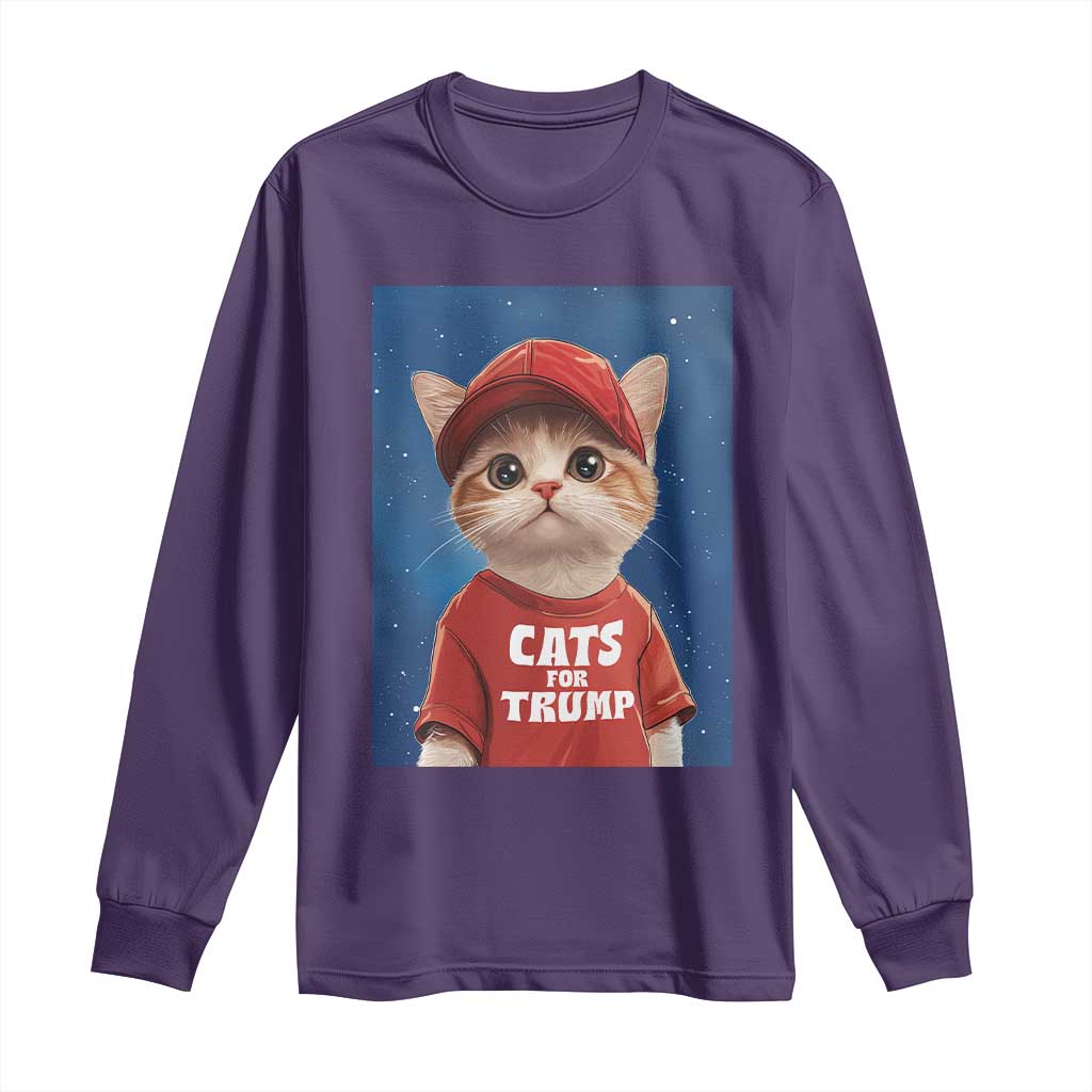 Trump Cat Long Sleeve Shirt Cute Cats For Trump American President TS09 Purple Print Your Wear